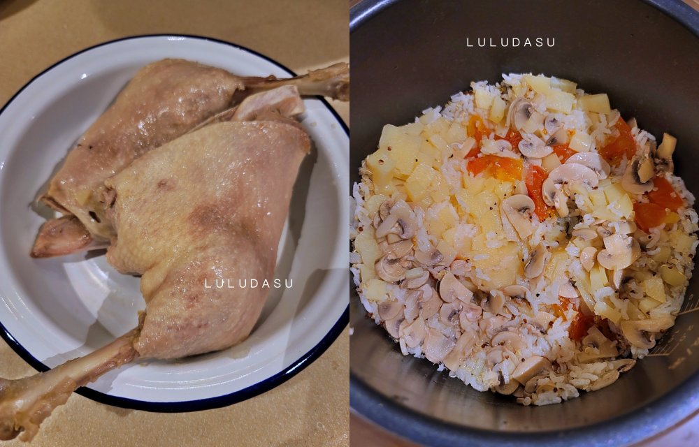 懶人食譜｜一鍋到底超美味鹹鴨腿蒸飯・一顆蕃茄飯的進階版·超級簡單又營養的美味餐呀